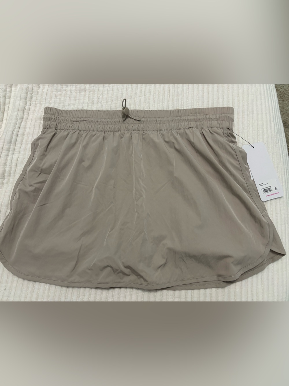 NEW Yogalicious Cloud Taupe Lightweight Athletic Skort with Drawstring Waist